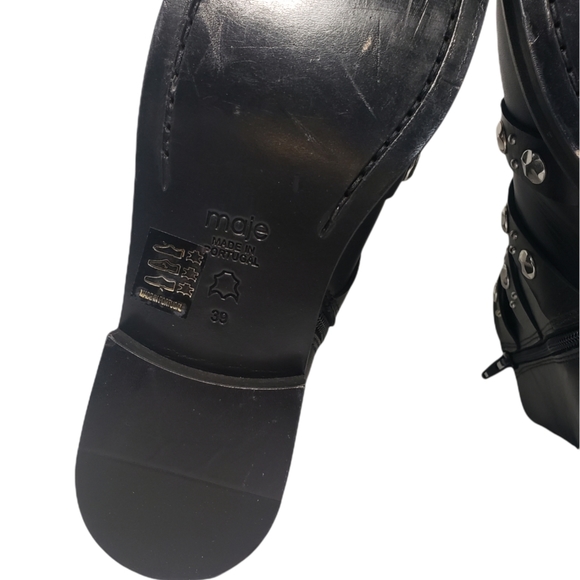 Maje Fortuna Studded Leather Boots Black SOLD OUT ONLINE Women's 39 - Picture 12 of 16